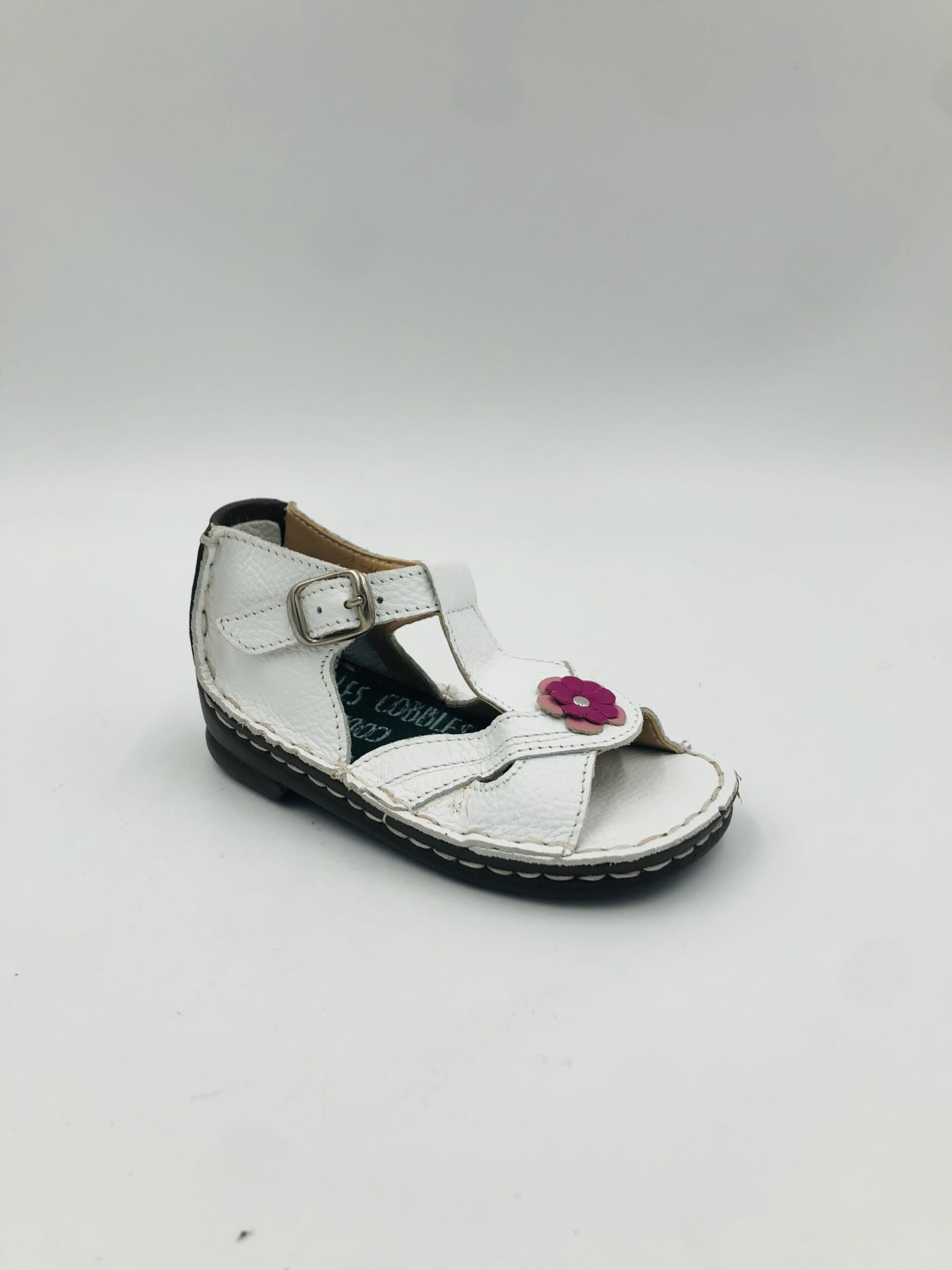 Cobbles 249 White/ Pink Flower Toddlers Sandal