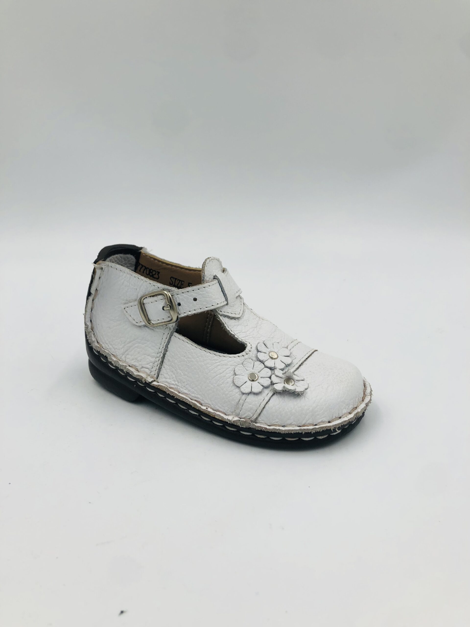 Cobbles 263 White Flower Toddler Shoe