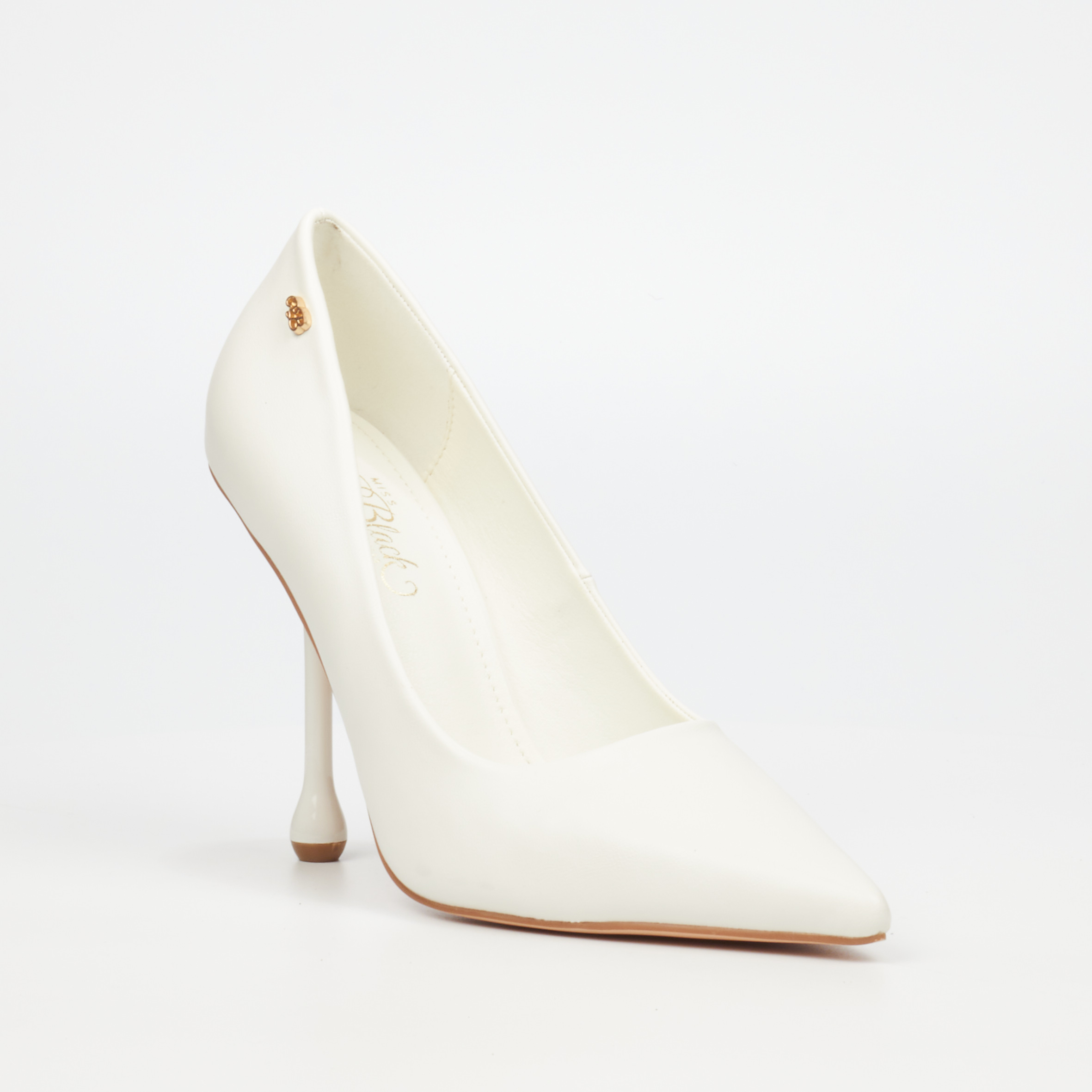 Miss Black Drop 1 White Pointed High Heel