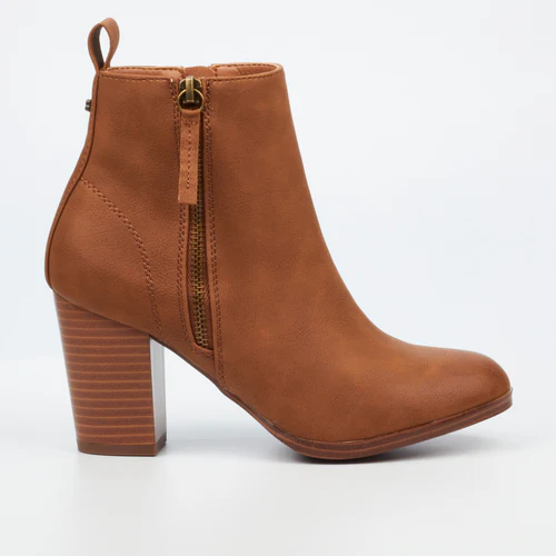 Miss Black Ahlam 9 Tan Ladies Zip Ankle Boot - Image 2