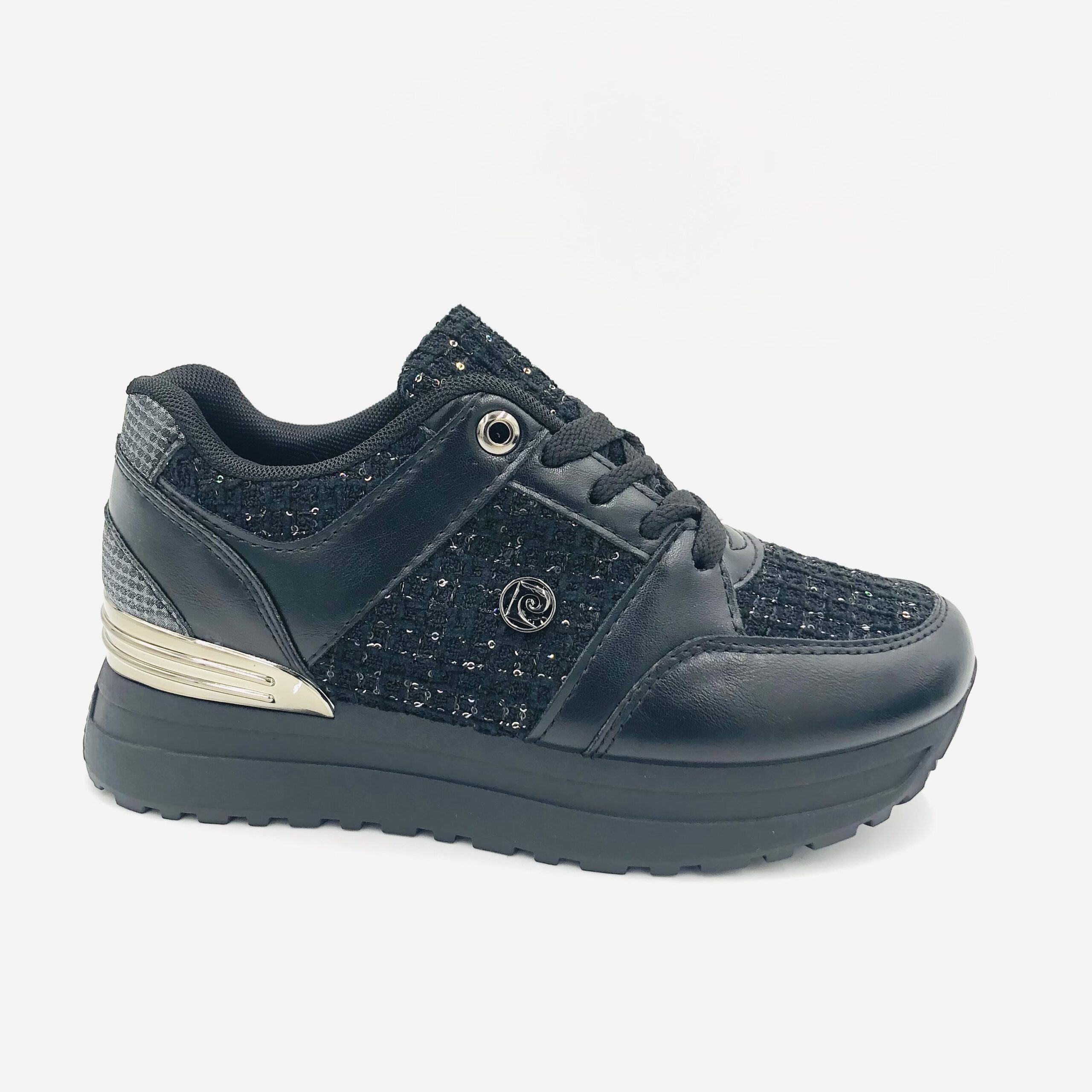 Pierre Cardin Marlenne 2 Black Ladies Knit Combo Chunky Sneaker - Image 3