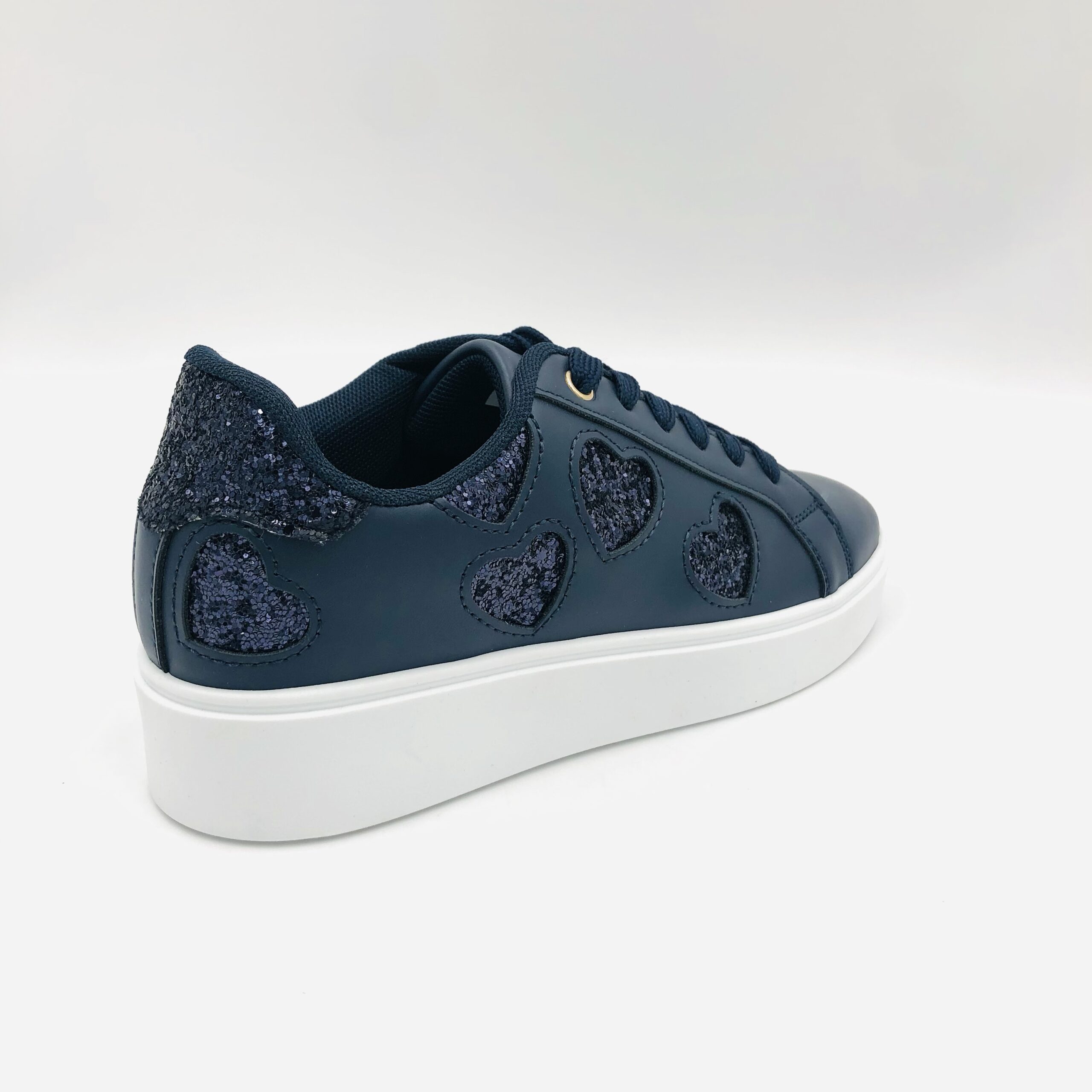 Pierre Cardin Godiva 1 Navy Glitter Heart Ladies Court Sneaker - Image 4