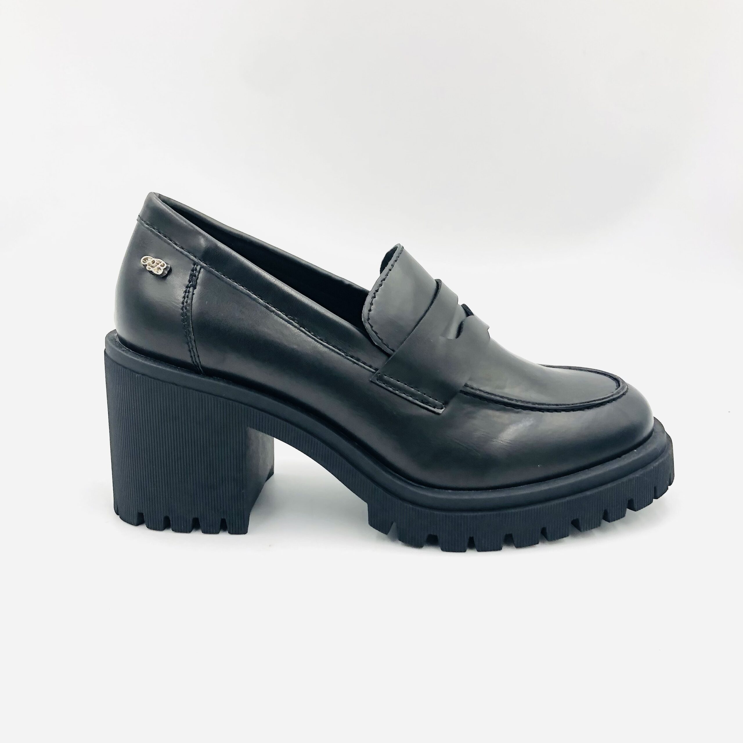 Miss Black Atlas 1 Black Ladies Penny Moccasin Block Heel - Image 3