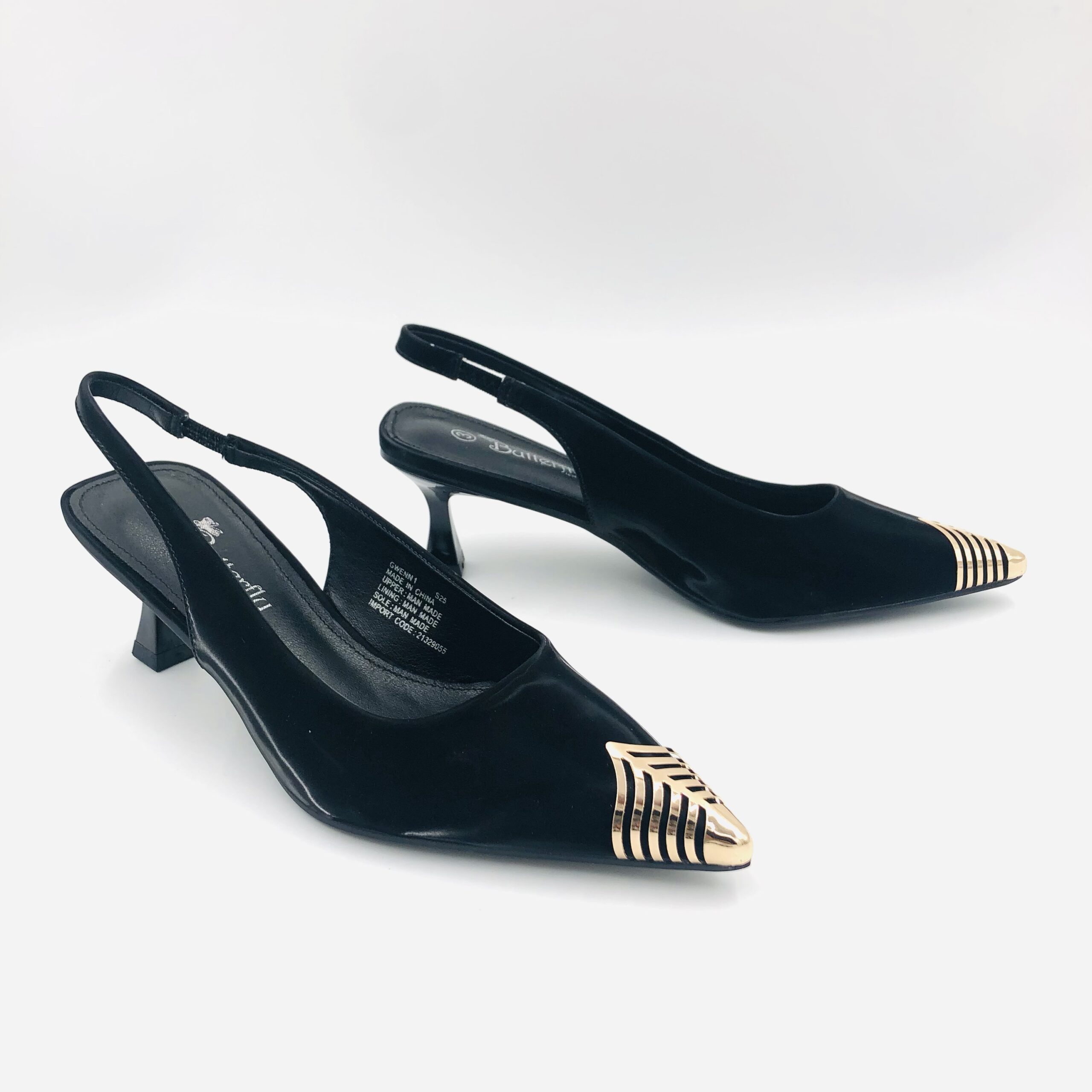 Butterfly Gwenn 1 Black Ladies Slingback Heel