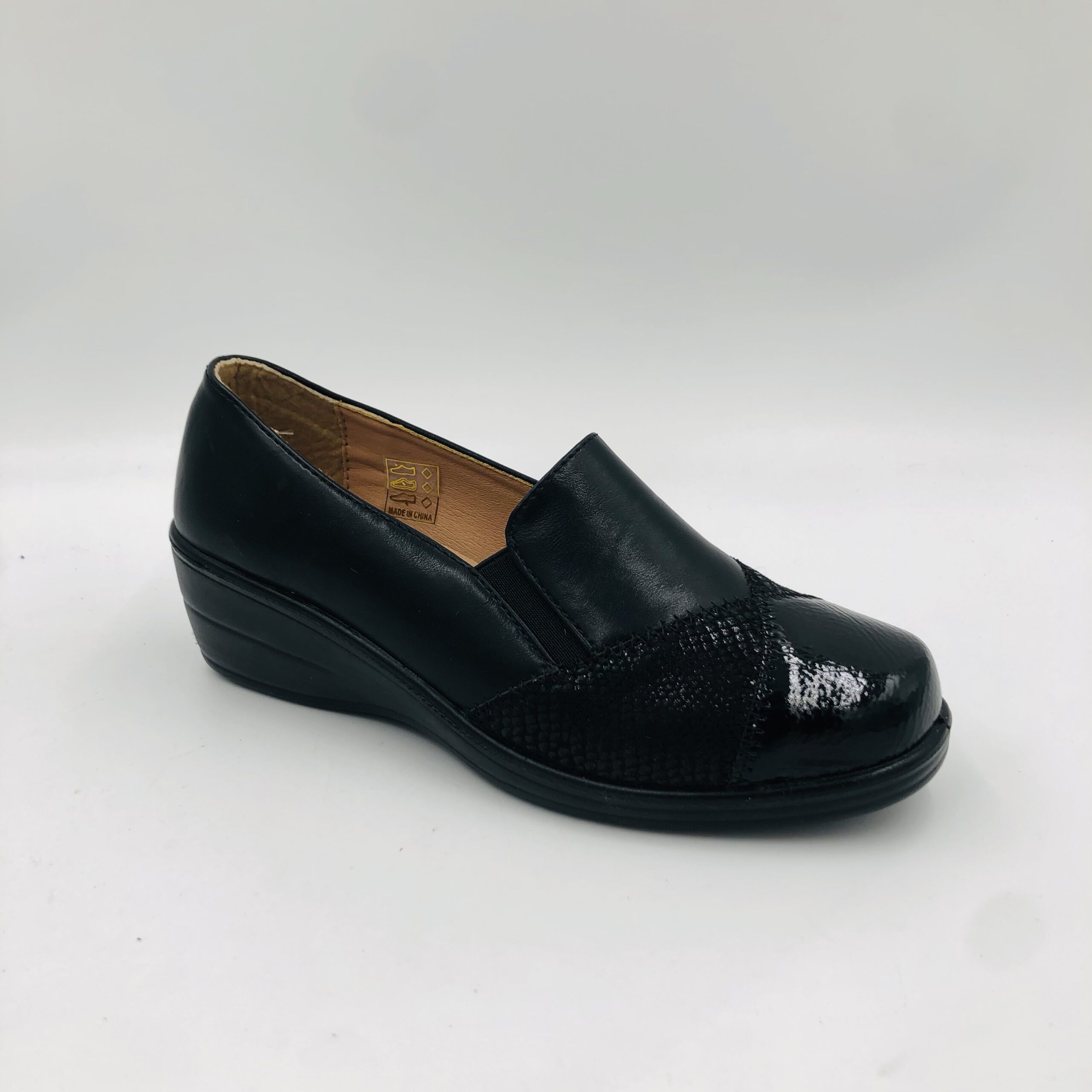 Cushion Walk Lch4205 Black Multi Ladies Comfort Wedge