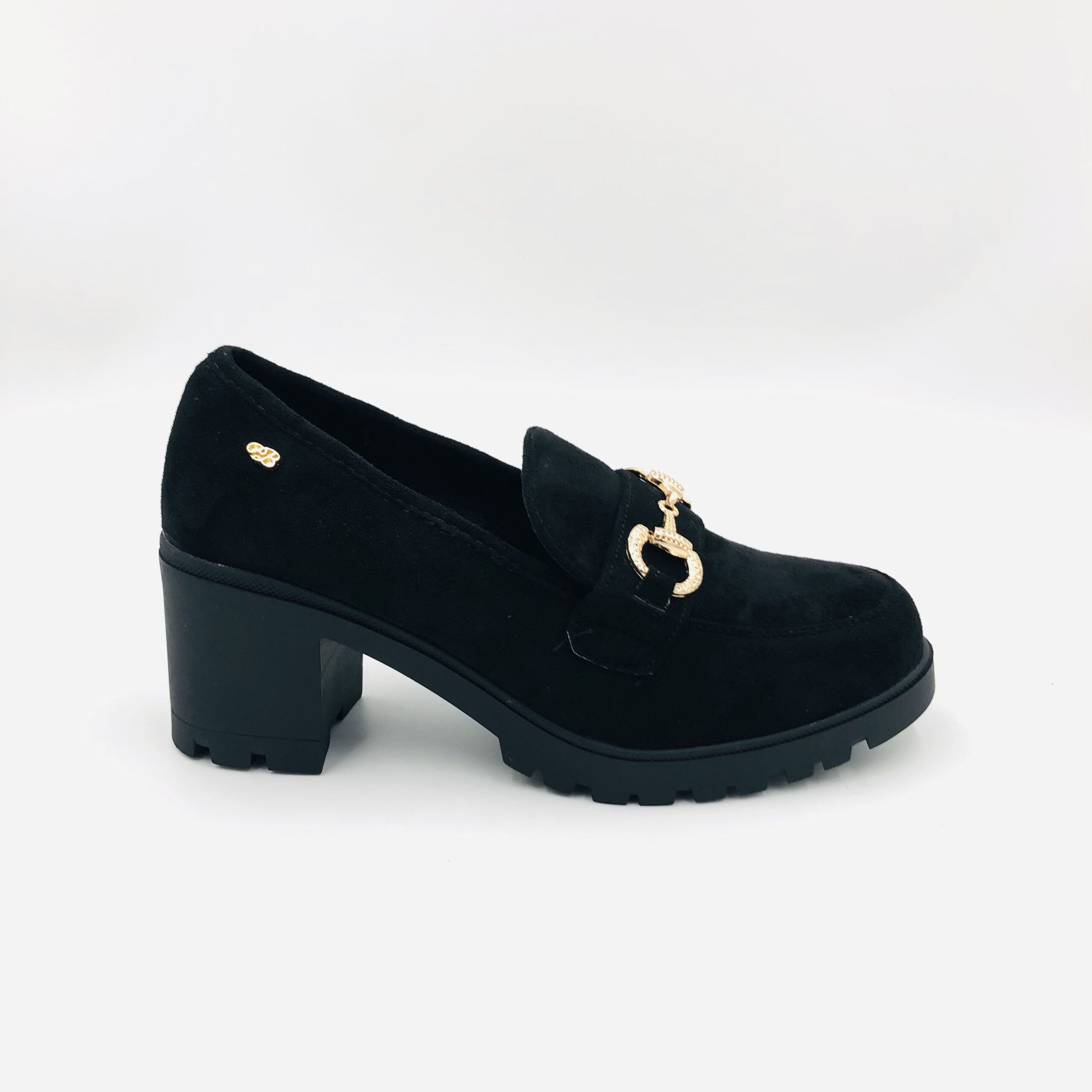 Miss Black Crave 5 Black Ladies Penny Moccasin Block Heel - Image 2