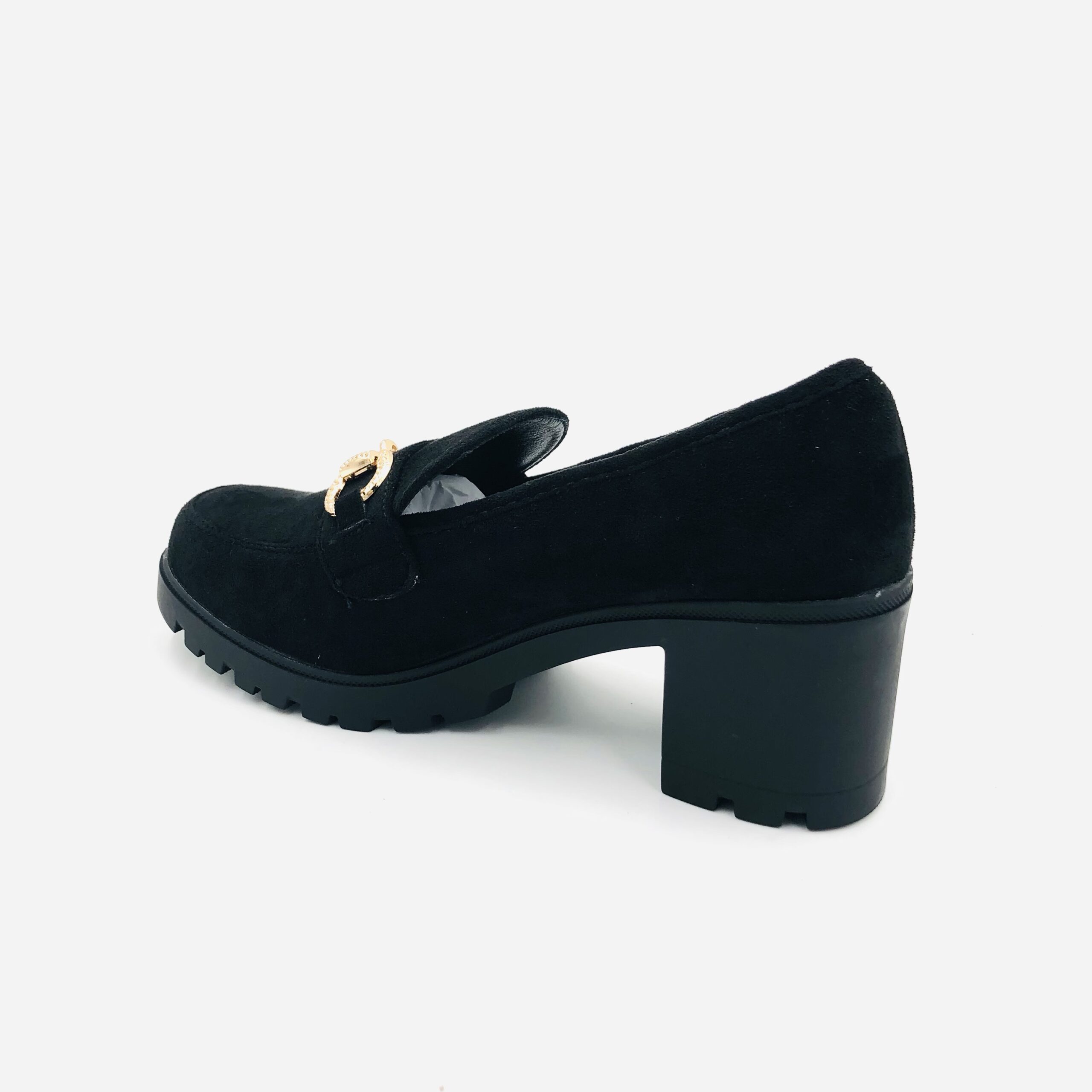 Miss Black Crave 5 Black Ladies Penny Moccasin Block Heel - Image 3