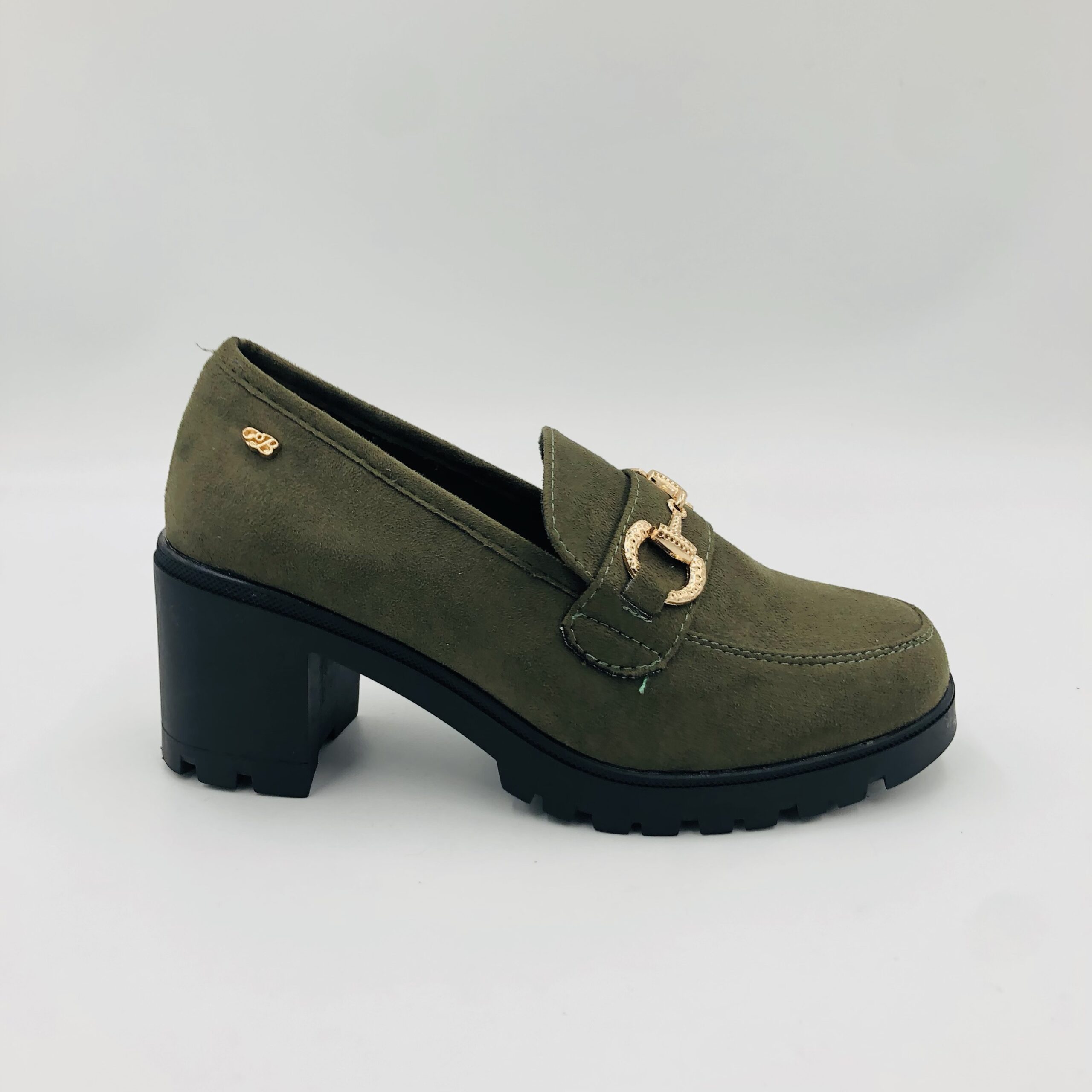Miss Black Crave 5 Olive Ladies Penny Moccasin Block Heel - Image 2