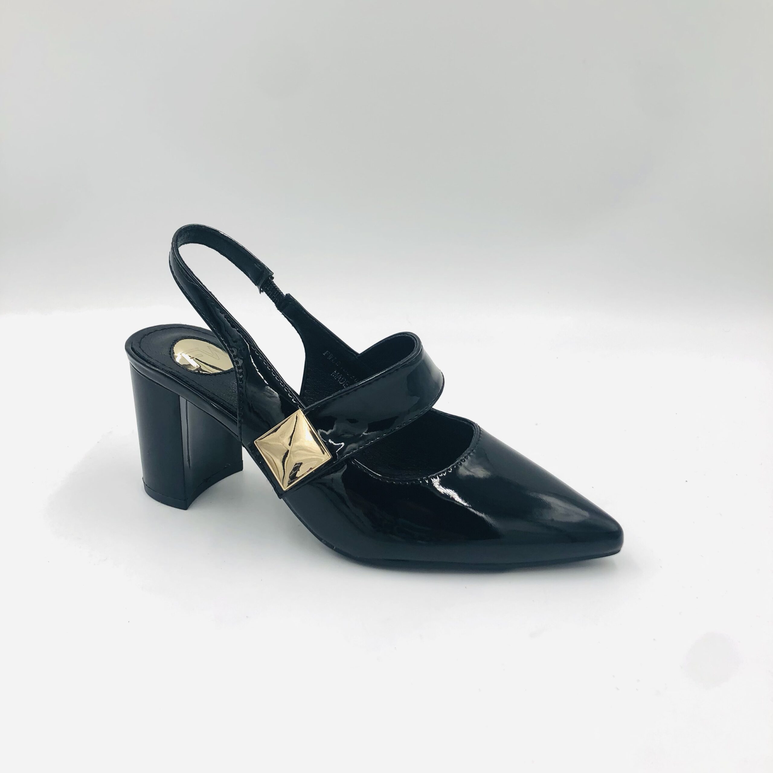 Footworks Ruby Black Ladies Velcro Block Heel