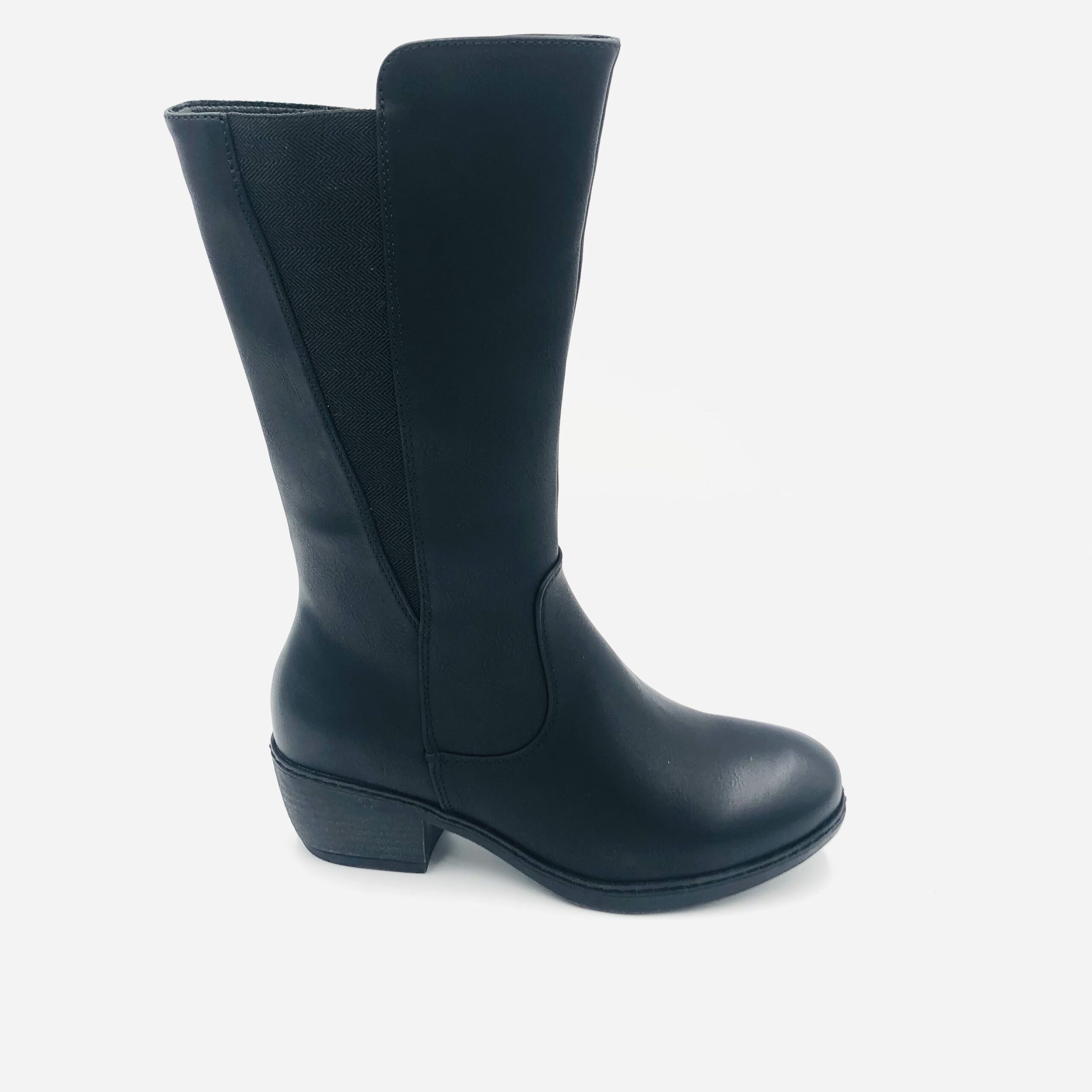 Savoy Lwodj85 Black Ladies Block Heel Boot - Image 2