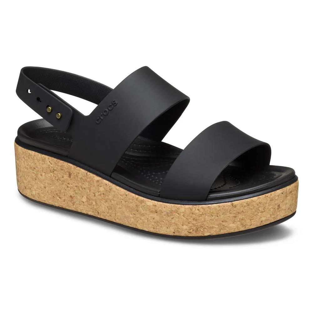 Crocs Brooklyn Cork Low Wedge Black Ladies Sandal