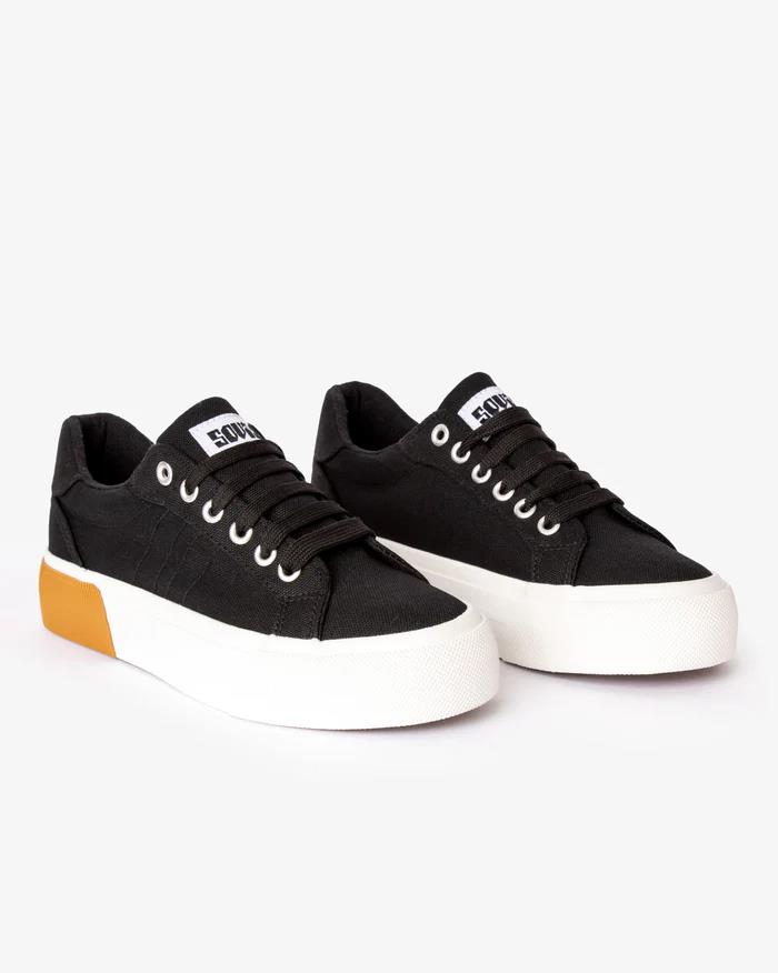 Soviet Ladies Taurus Black Ladies Lace-Up Sneaker