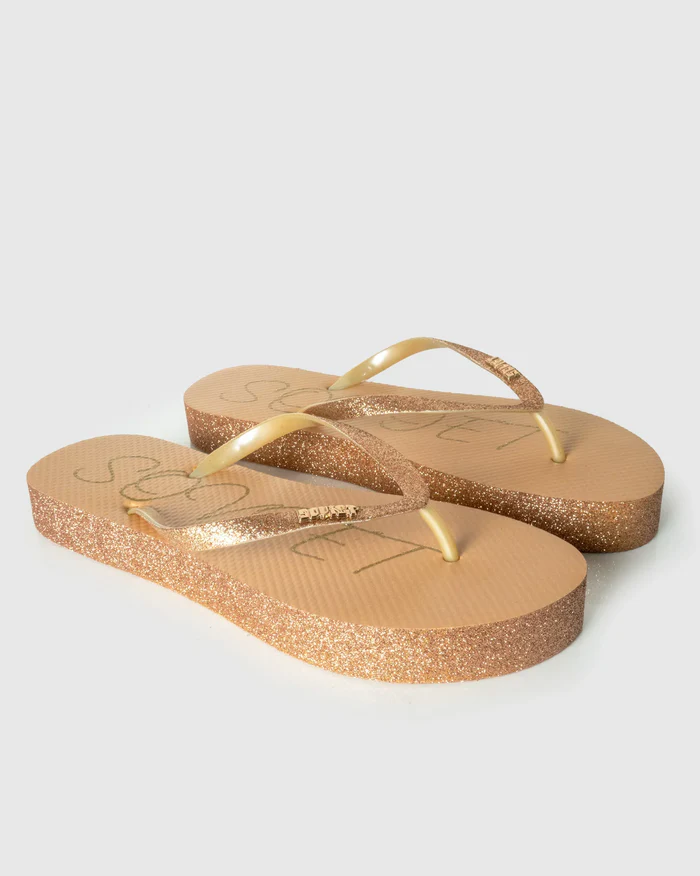 Soviet Ladies Perry Glitter Beige & Gold Flip-Flops - Image 3