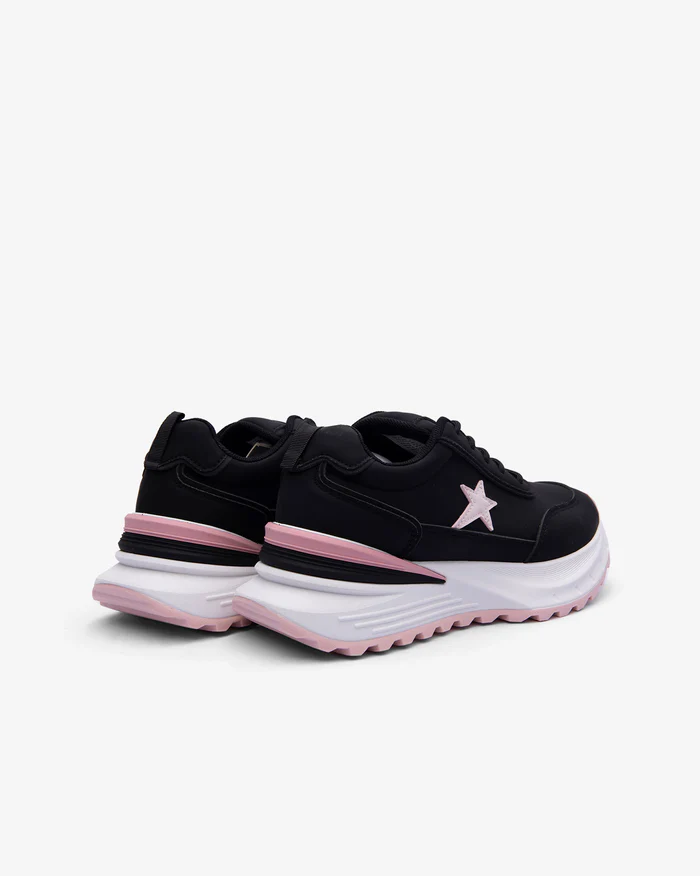 Soviet Ladies Primo Black & Pink Lace-Up Sneaker - Image 2