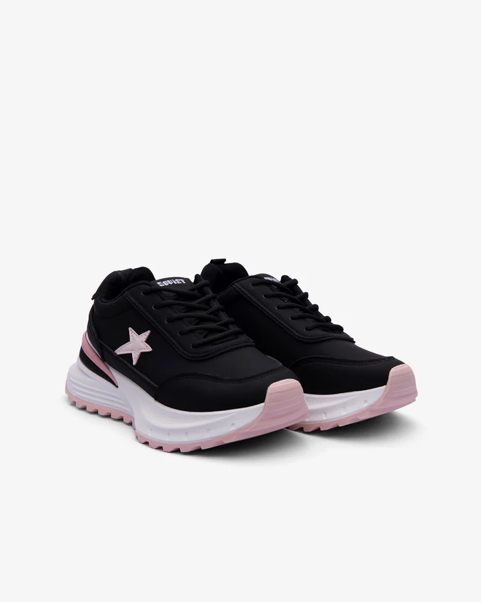 Soviet Ladies Primo Black & Pink Lace-Up Sneaker