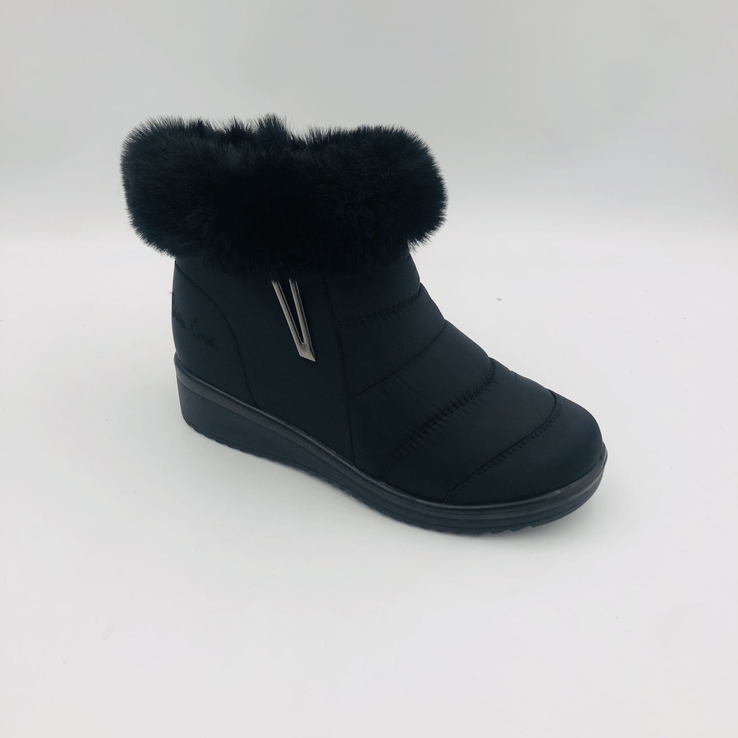 Pierre Cardin Christelle 8 Black Ladies Fur Lined Puffer Boot