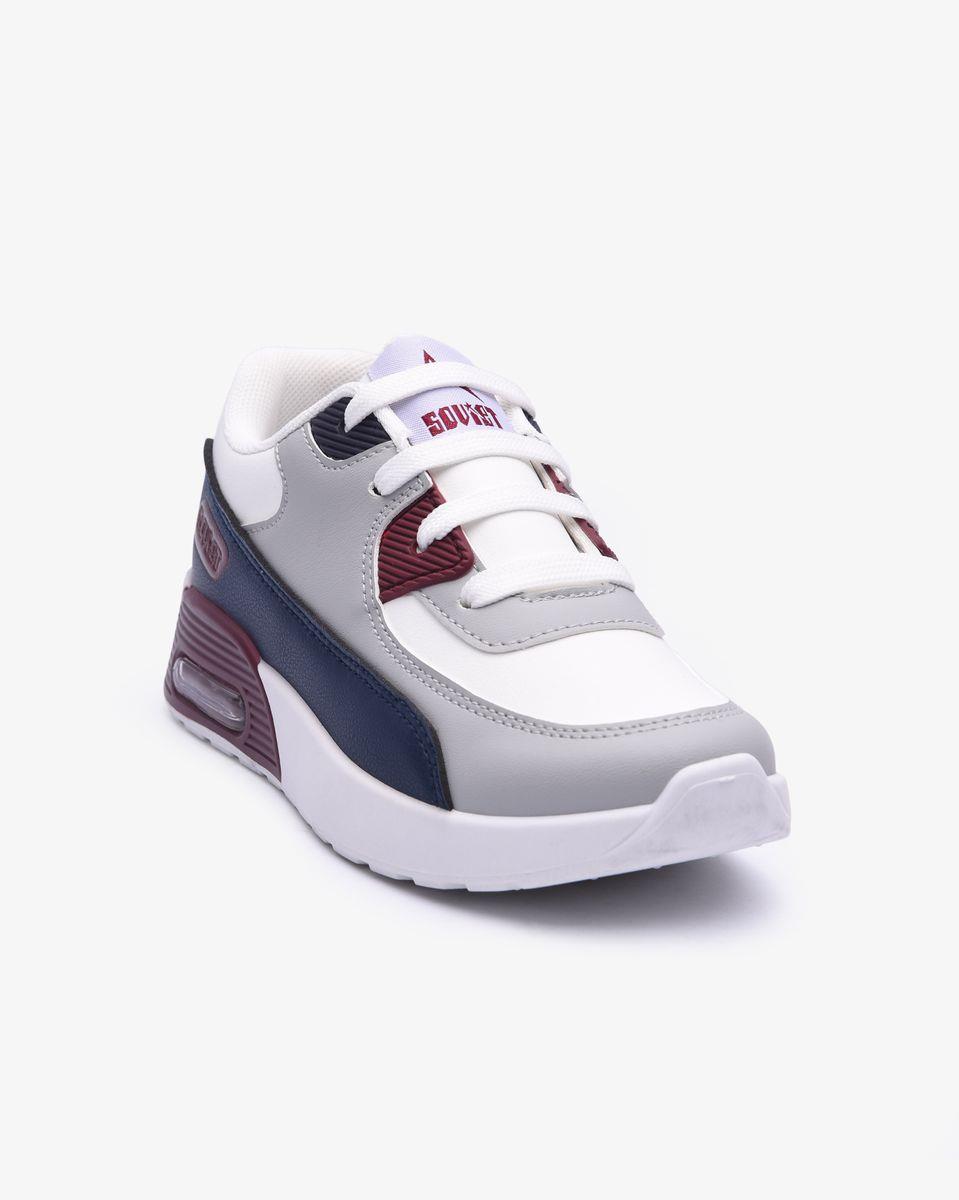 Soviet Bigger Kids Maxim White/Navy/Burgandy Sneaker