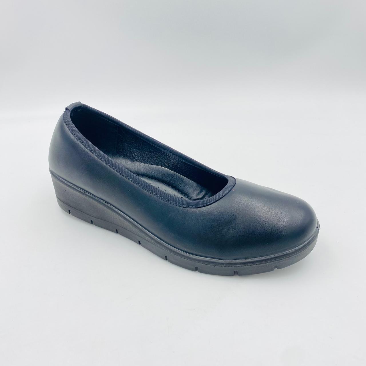 Footflex Black Ladies Elastic Wedge
