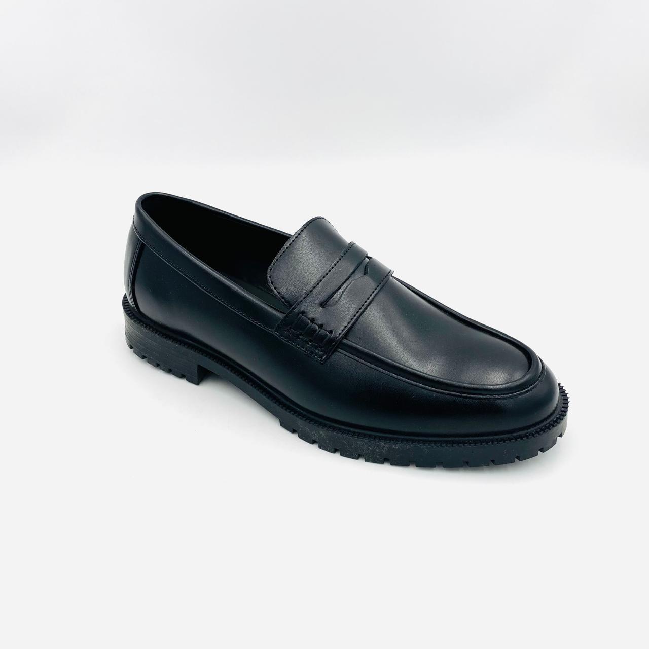 Filo Black Mens Chunky Synthetic Moccasin Loafer