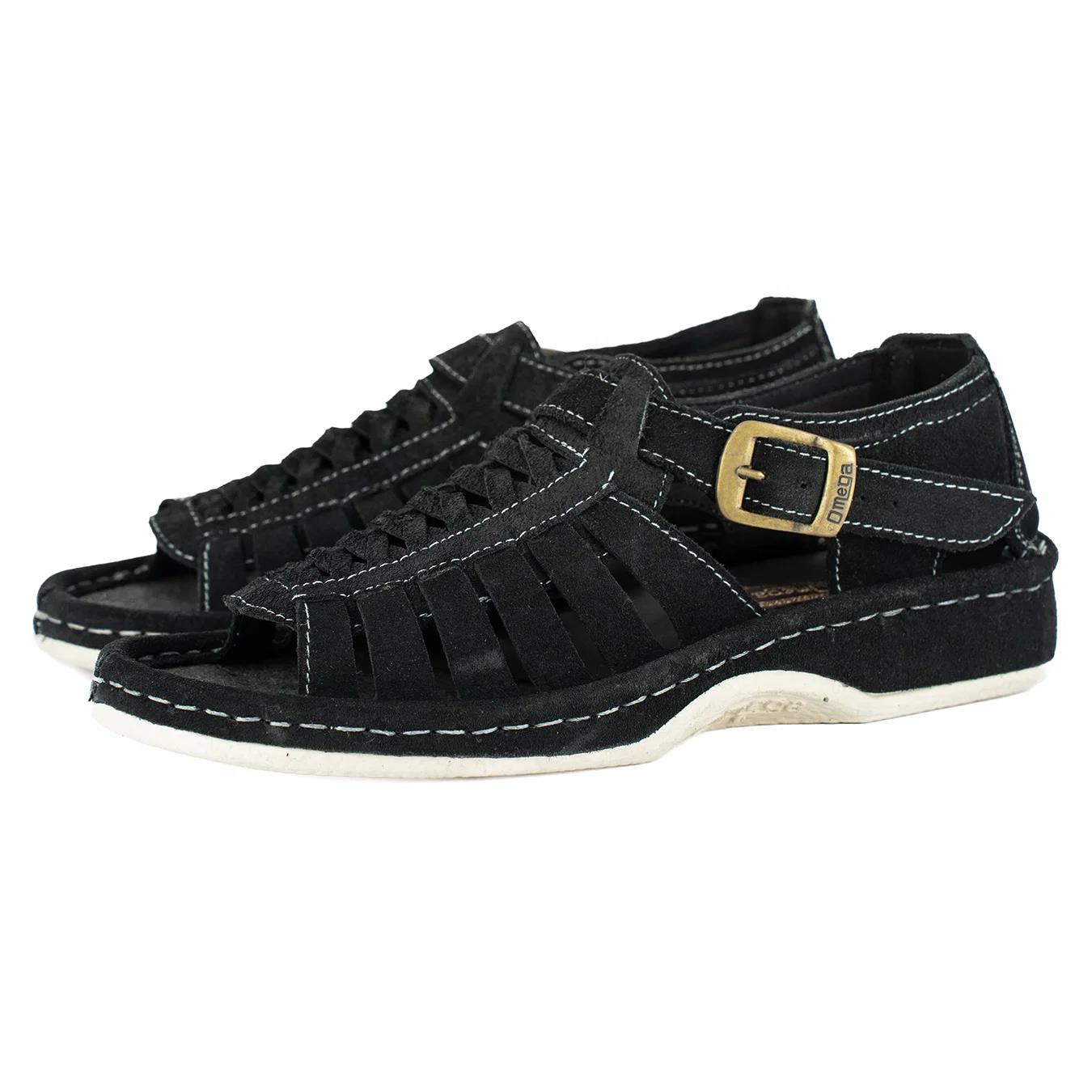 Omega Kgosi Black Madrid Suede Sandal