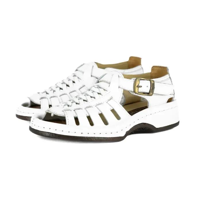 Omega Kgosi White Saddle Leather Sandal