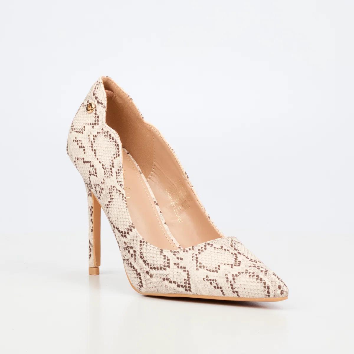 Miss Black Lola 74 Natural Ladies Snake Print Heel