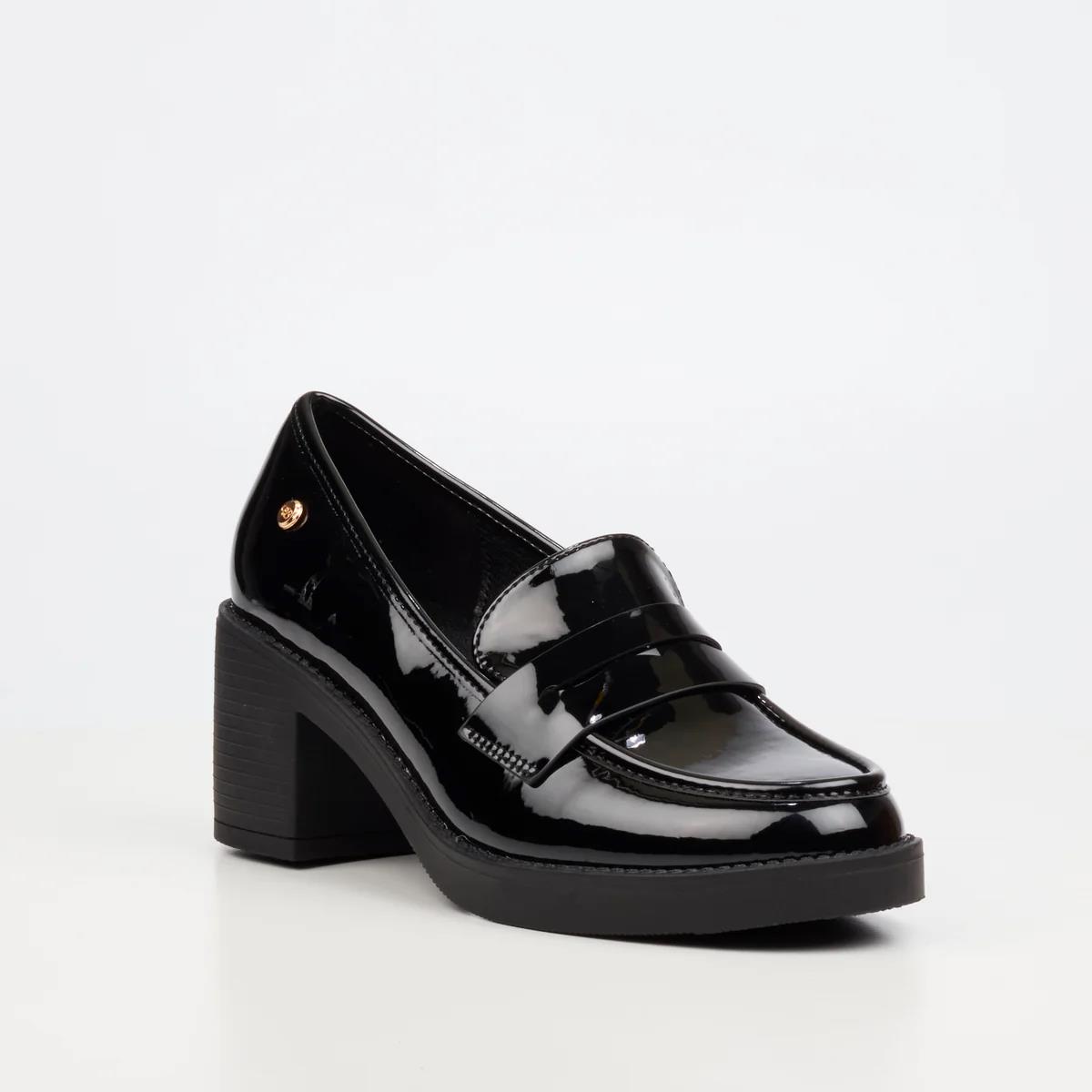 Miss Black Crave 11 Black Patent Ladies Block Heel