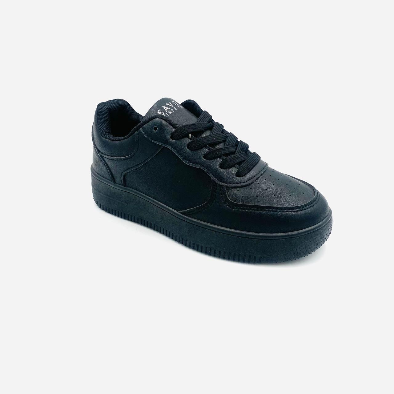 Savoy Black Ladies Lace-Up Sneaker - Image 4