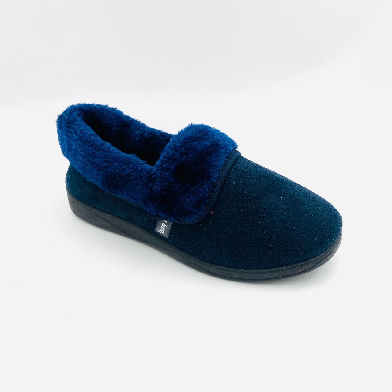 Lazybones Navy Ladies Slipper