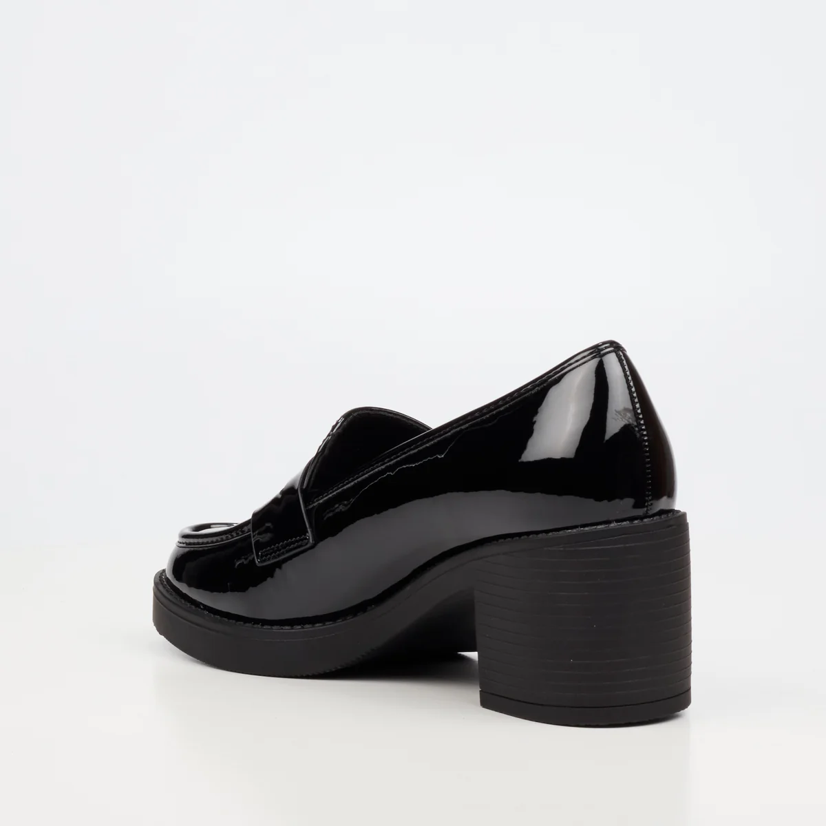 Miss Black Crave 11 Black Patent Ladies Block Heel - Image 3