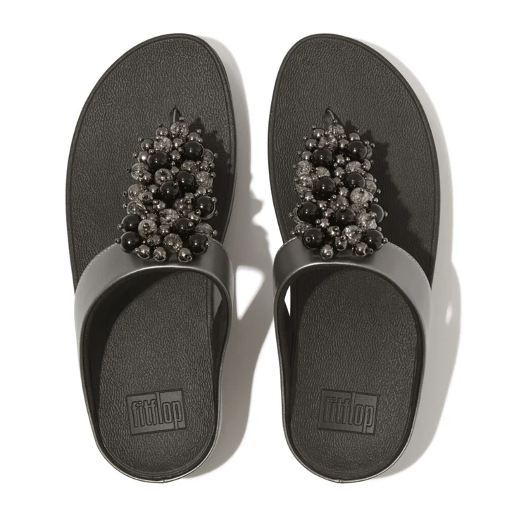Fitflop Fino Bauble Bead Pewter Sandal - Image 3