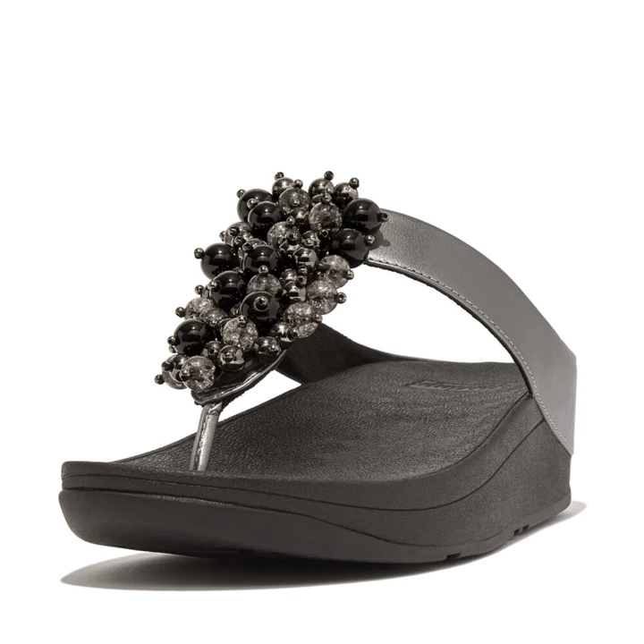Fitflop Fino Bauble Bead Pewter Sandal - Image 2