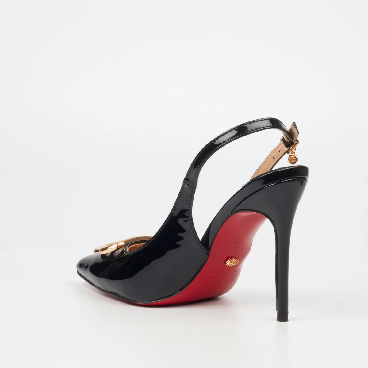 Miss Black Lola 57 Black Patent Ladies Slingback Heel - Image 3
