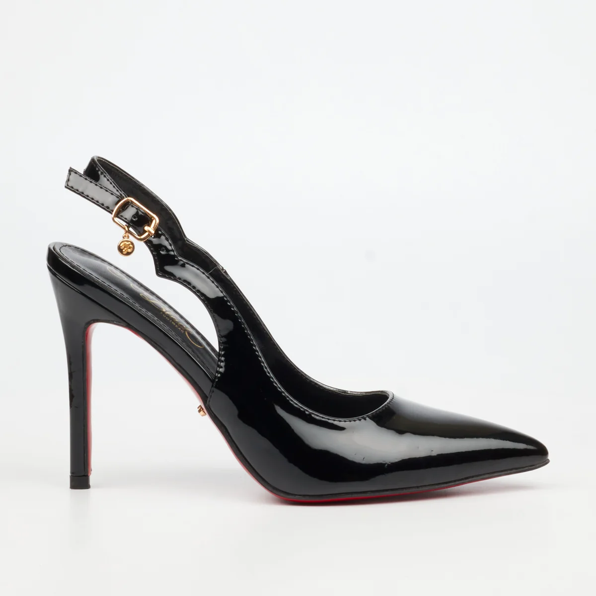 Miss Black Lola 84 Black Patent Ladies Slingback Heel - Image 2