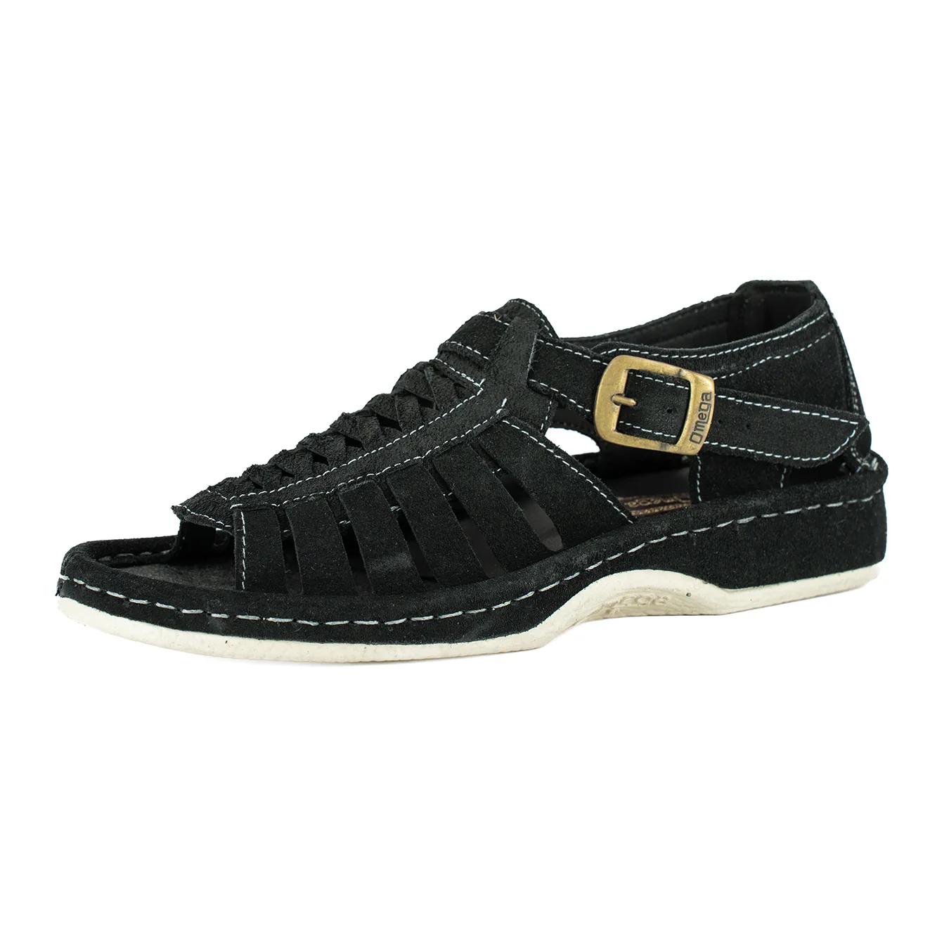 Omega Kgosi Black Madrid Suede Sandal - Image 3
