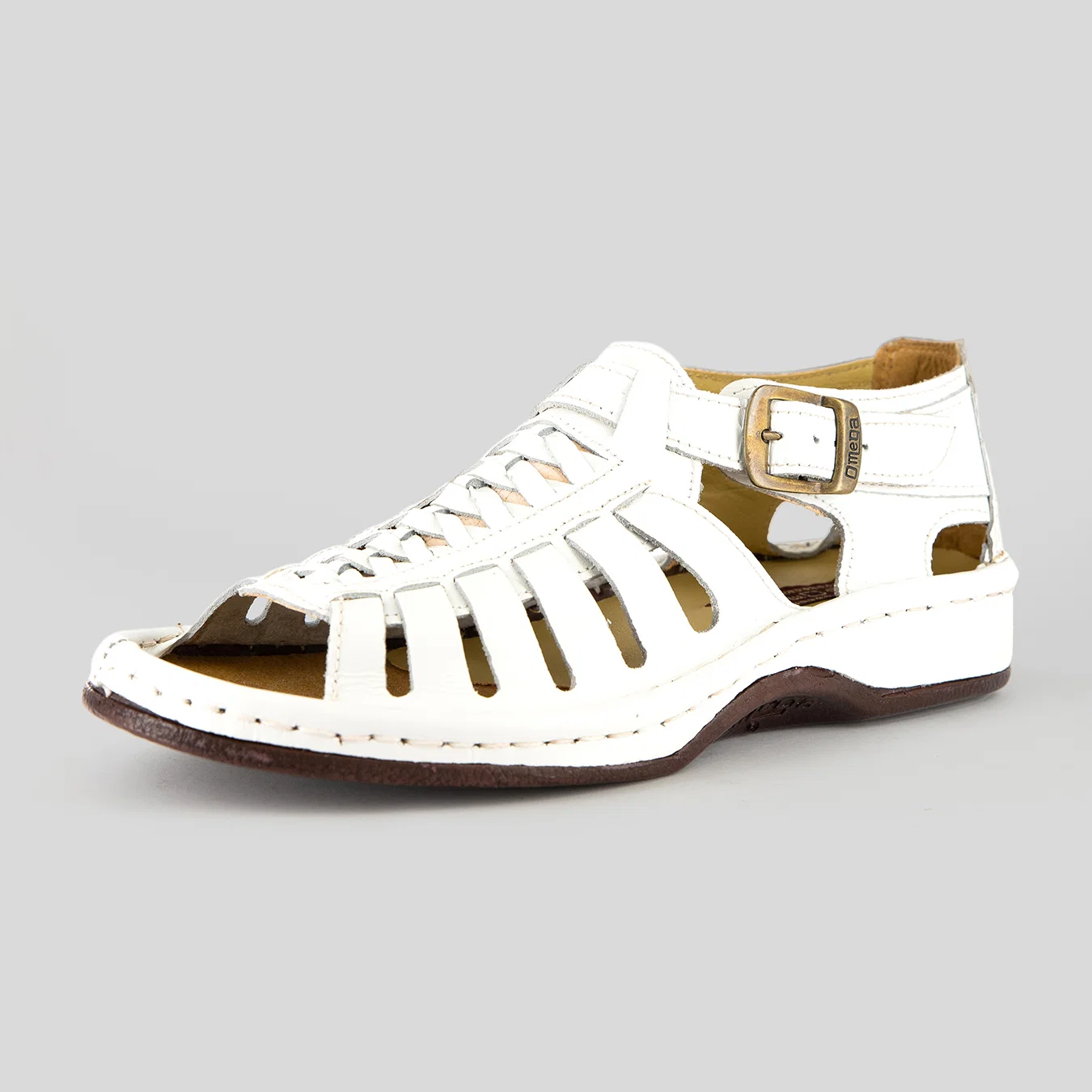 Omega Kgosi White Saddle Leather Sandal - Image 2