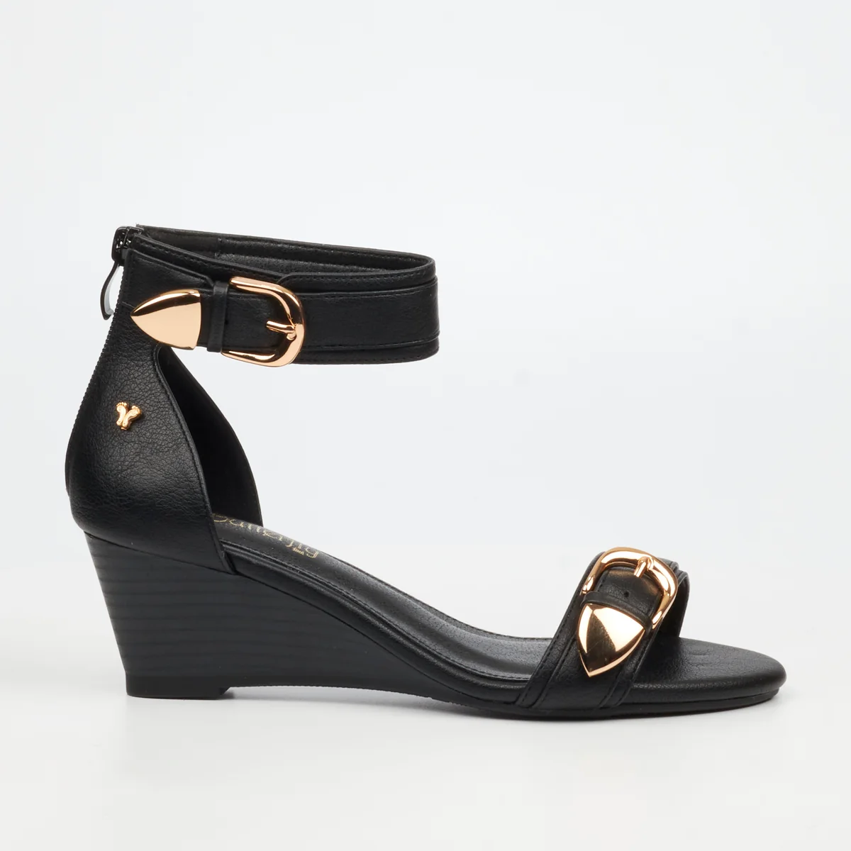 Butterfly Shani 16 Black Ladies Wedge Sandal - Image 2