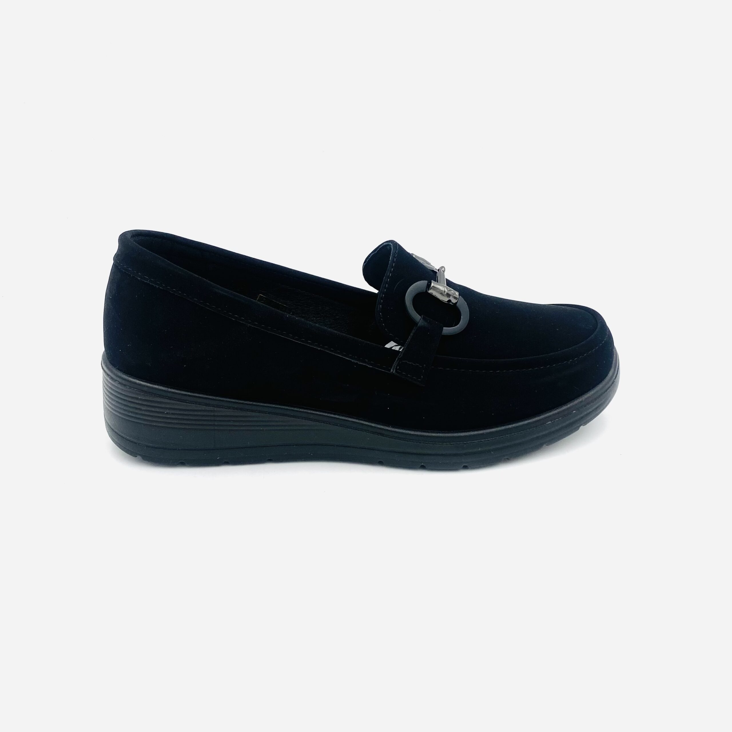 Cushion Walk Clare Black Ladies Wedge Loafer - Image 2
