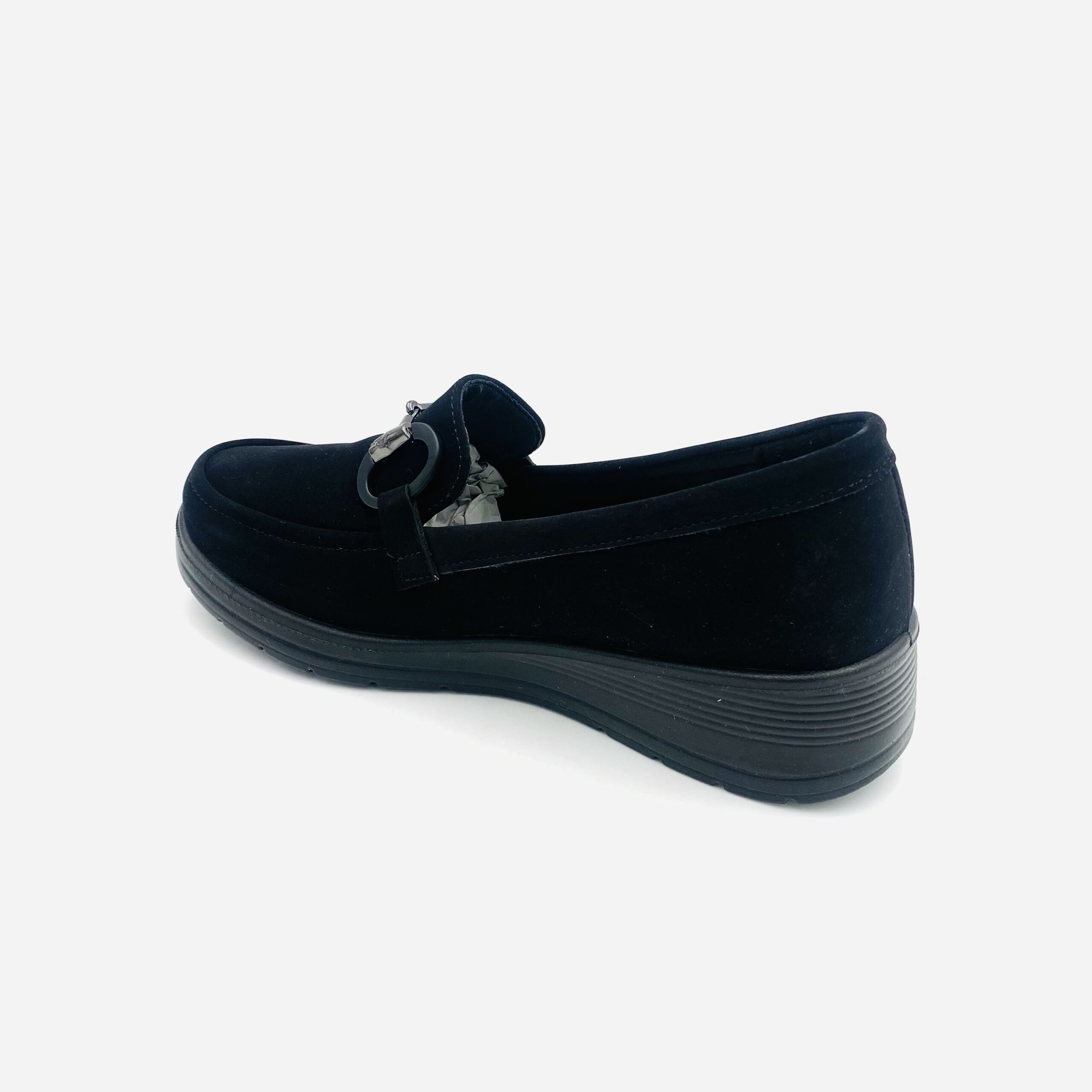 Cushion Walk Clare Black Ladies Wedge Loafer - Image 3