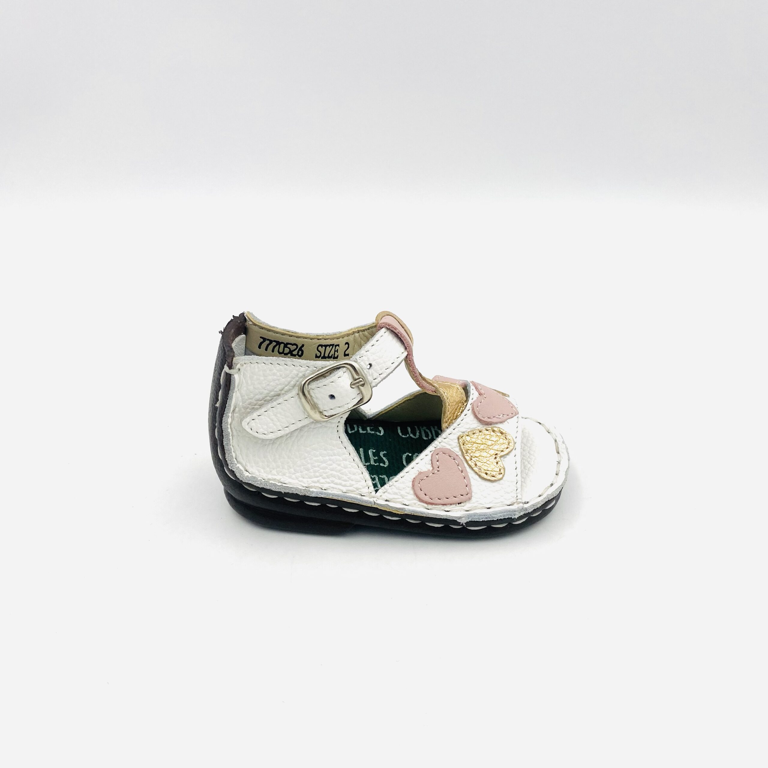 Cobbles Nc300 White/Blush/Gold Toddlers Heart Sandal - Image 2